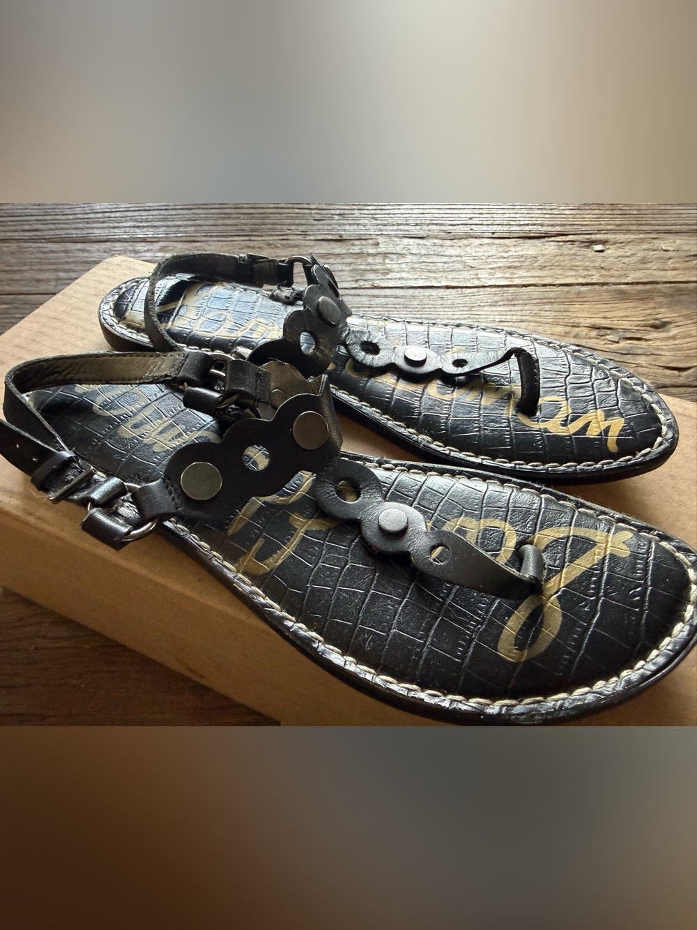 Sam Edelman Black Leather Strap Sandals